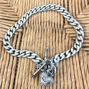 Juicy Couture Rhinestone Heart Curb Link Necklace